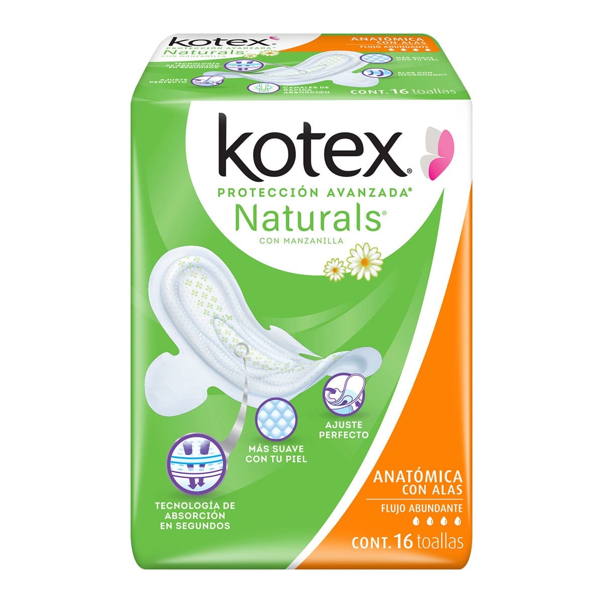 Toallas Femeninas Kotex Naturals Anatómica 16 Piezas – Reva Shop